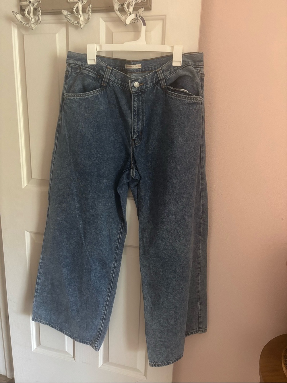 Levis '94 Baggy Wide Leg Jeans Womens 33 Blue Denim Loose Mid Rise Light Wash